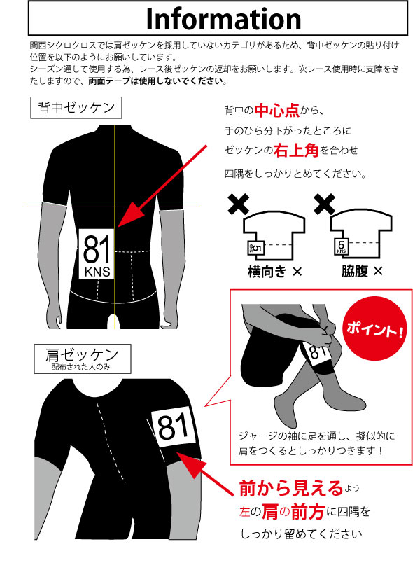 ゼッケンの位置について - 関西シクロクロス 公式サイト