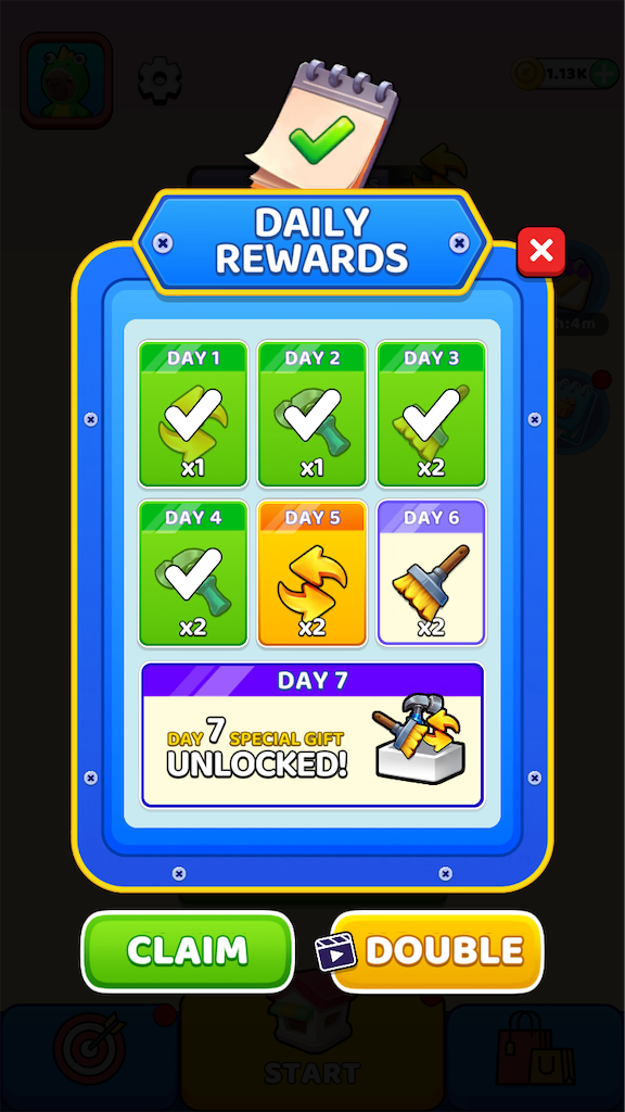 Screw Master 3D: Pin Puzzleデイリー報酬獲得画面