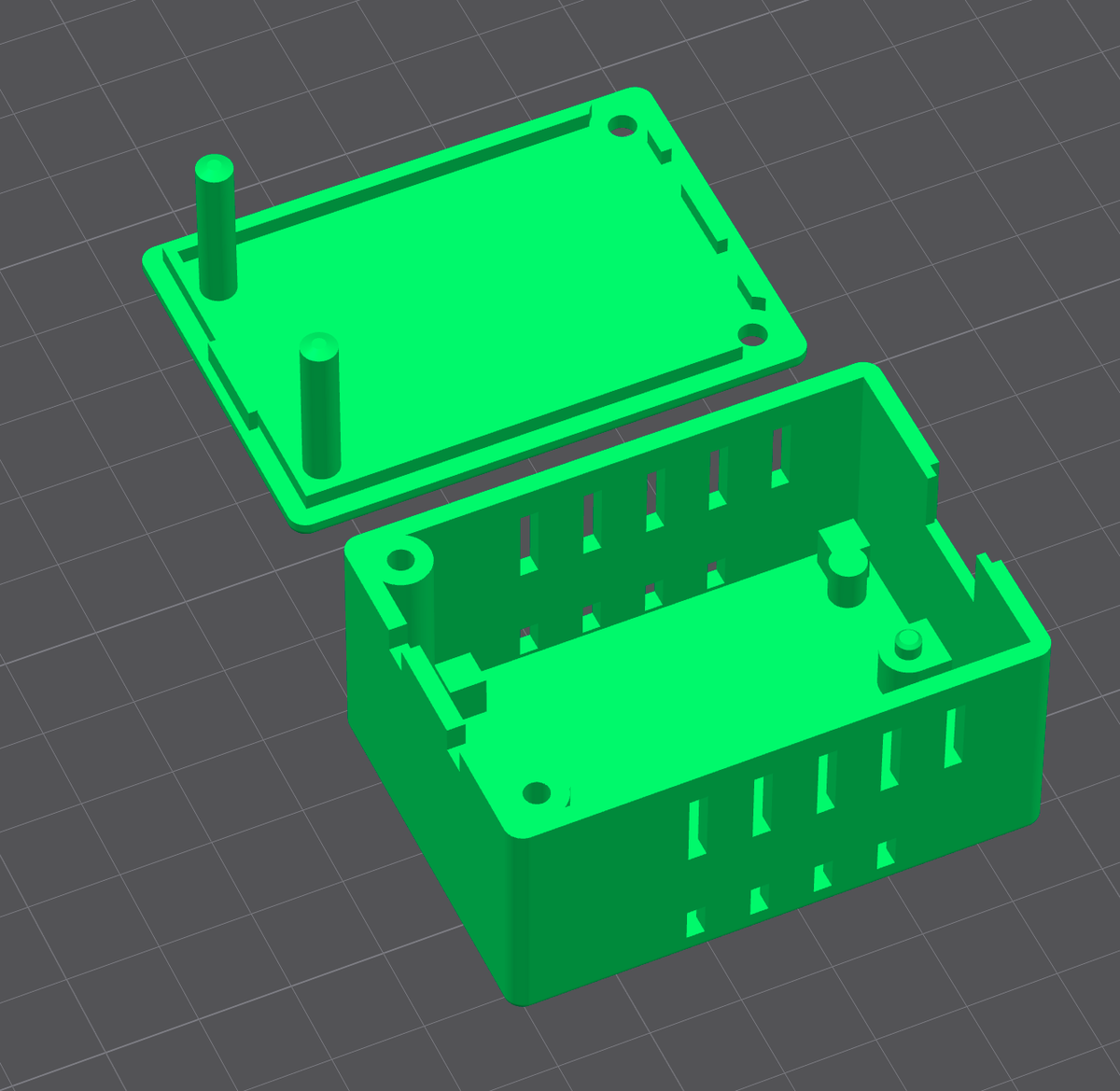 AI が build123d で作ったケース本体とフタの 3D モデル