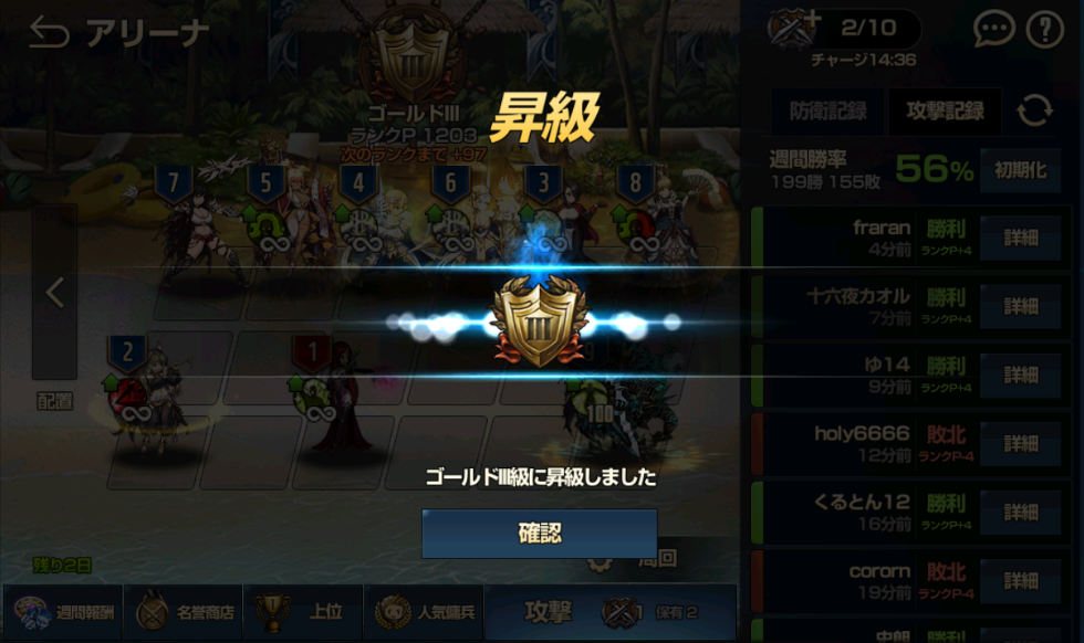 アリーナゴールドⅢ級昇級