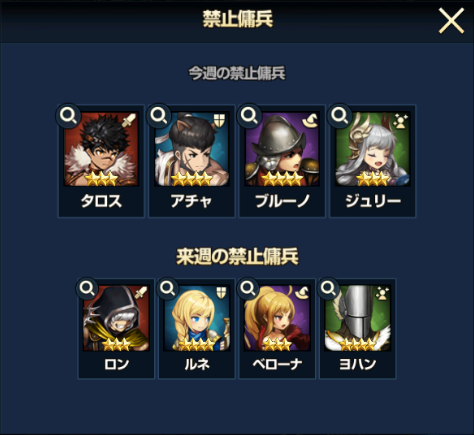 来週の禁止キャラはロン、ルネ、ベローナ、ヨハン