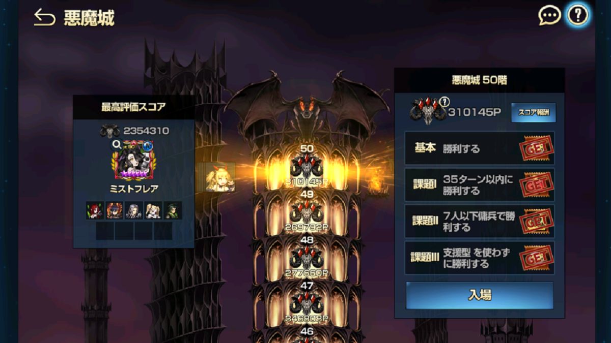 悪魔城50Fクリア