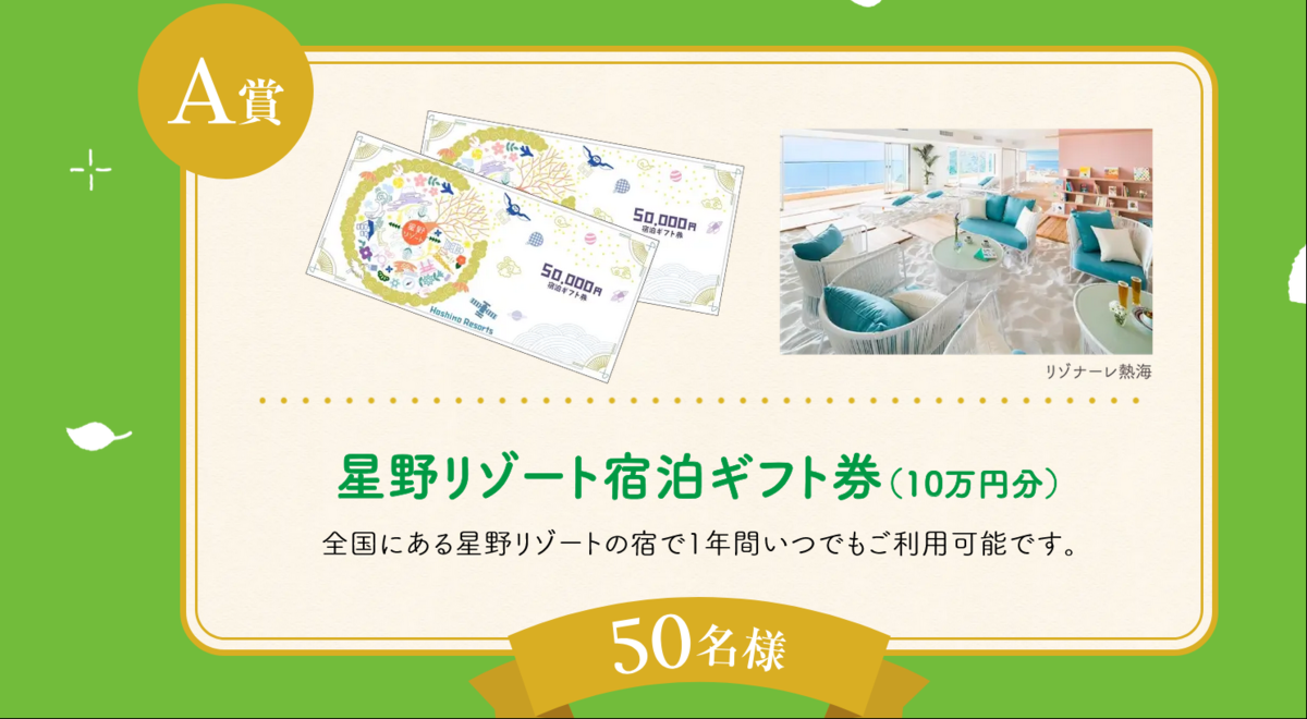 星野リゾート宿泊ギフト券10万円 チケット、金券、宿泊予約