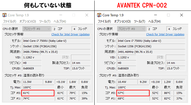 CPUの温度比較