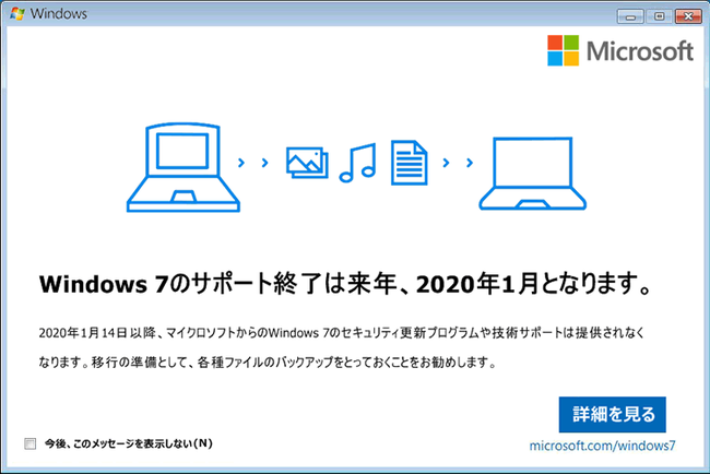 Windows7のサポート終了