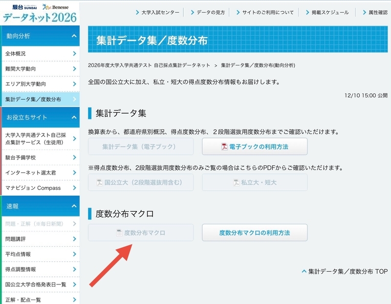 駿台ベネッセ 度数分布表