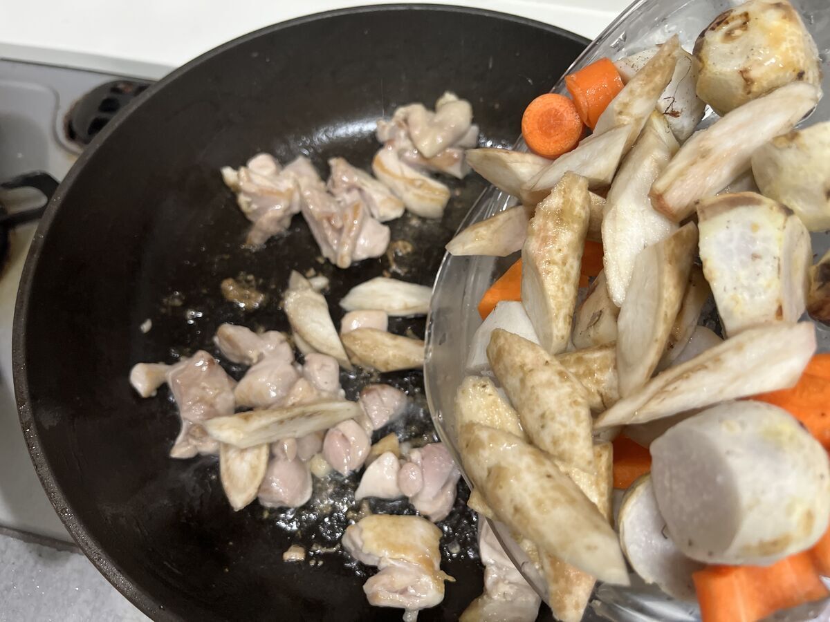 秋野菜と鶏肉の筑前煮風_9