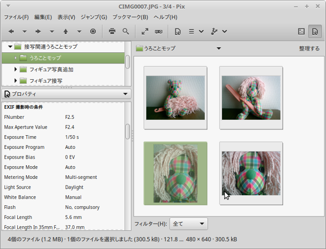 「pix」の管理画面。デジカメからの写真の取り込みも簡単です。