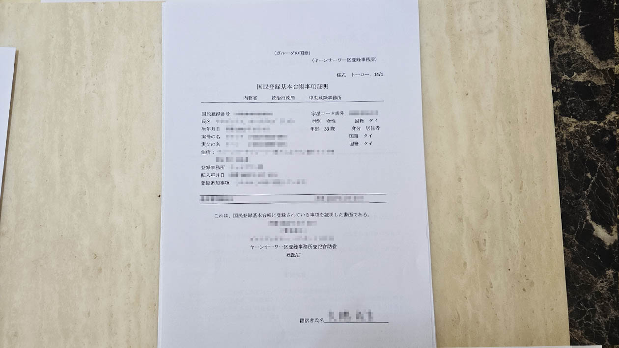 タビアンバーンの和訳の書類