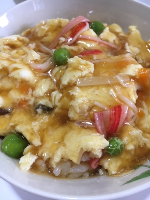 かに玉で天津飯