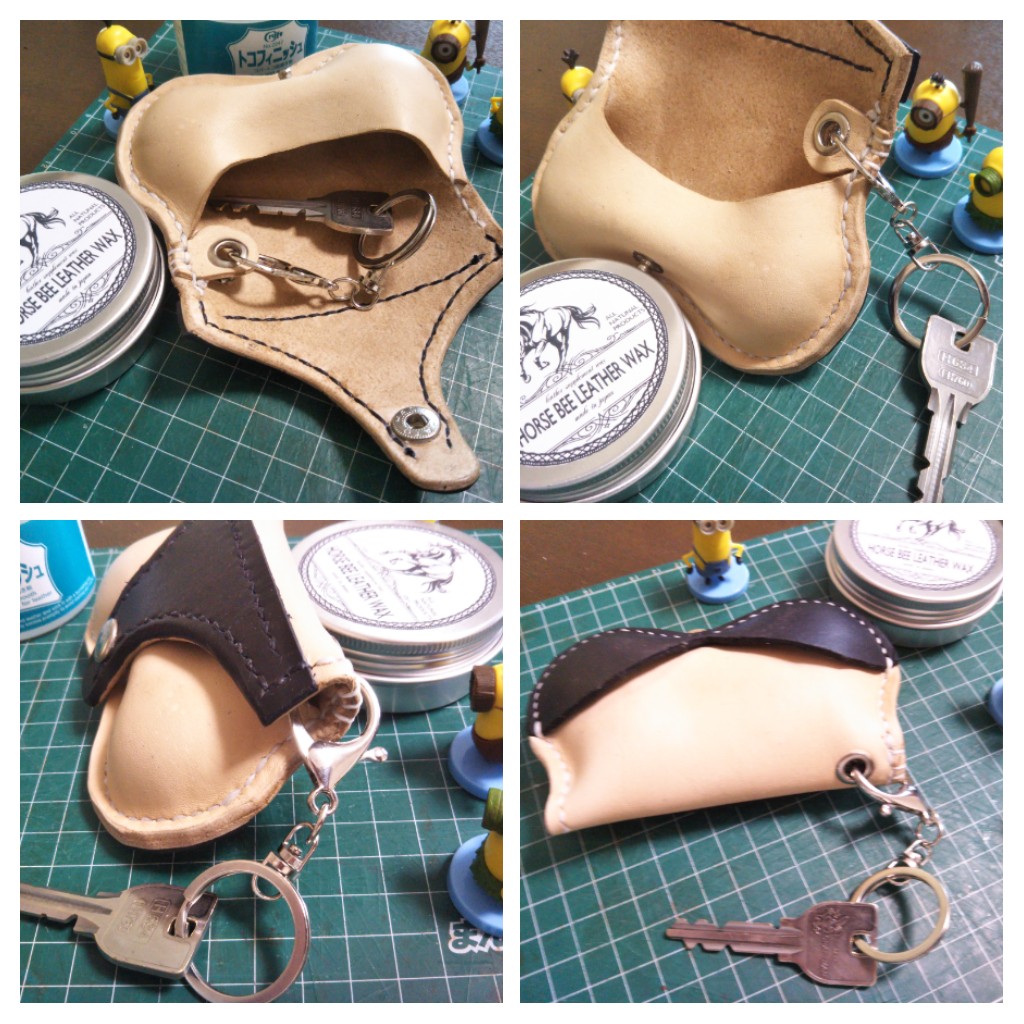 革財布の作成（牛ヌメ革 キーホルダー対応型 女体型 黒水着お尻