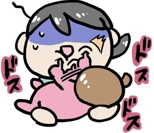 授乳中に顔をつついてくる乳幼児