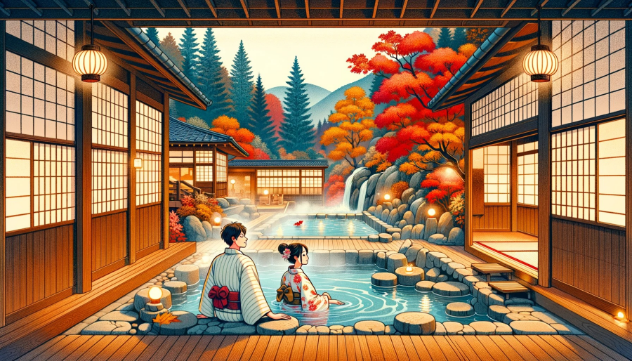 温泉旅行イラスト