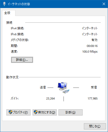 イーサネットの状態