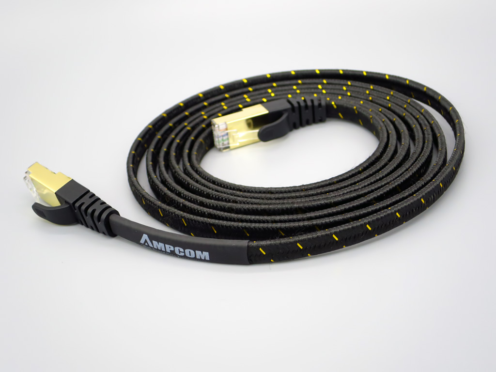 AMPCOM CAT7 二重シールド フラットインターネットLANケーブル
