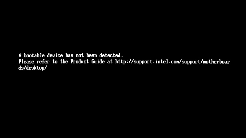 A bootable device has not been detected