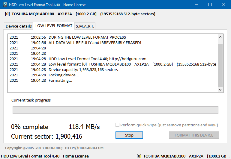 HDD LLF Low Level Format Tool