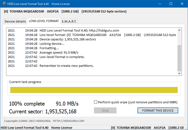 HDD LLF Low Level Format Tool