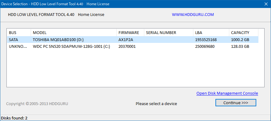 HDD LLF Low Level Format Tool