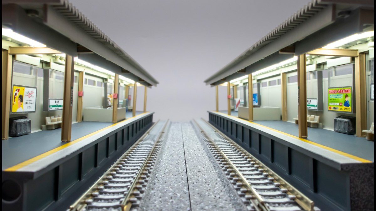 ミニ路線付高架鉄路＆舗装整備公道モジュールレイアウト盤(Nゲージ