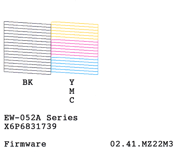 EPSON プリンタ EW-052A テストプリント