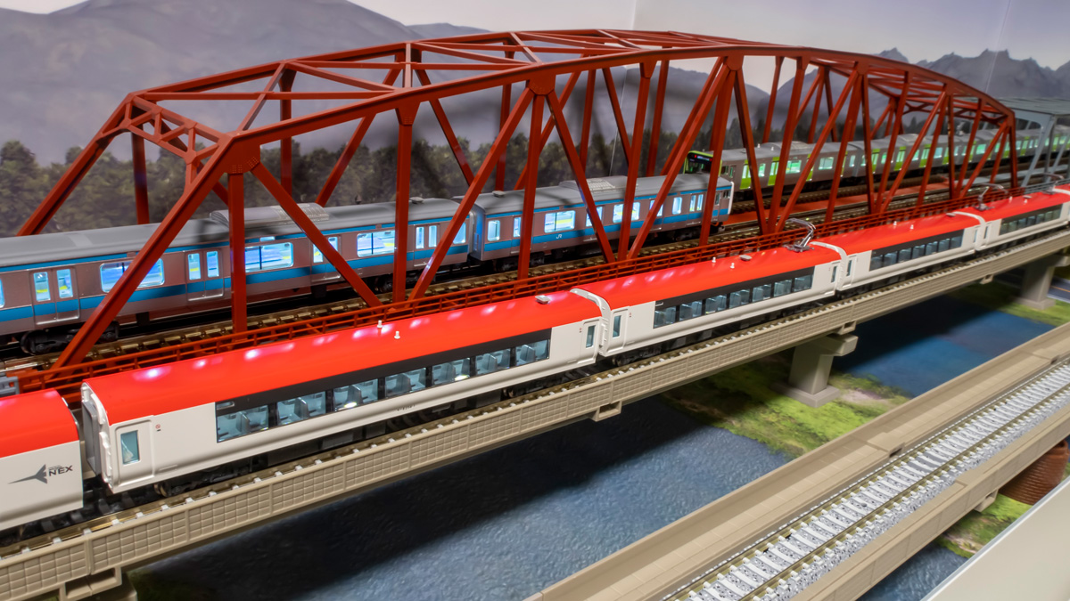 「RM MODELS 映える背景紙 鉄橋のある直線区間」を使って鉄橋下の河川を再現