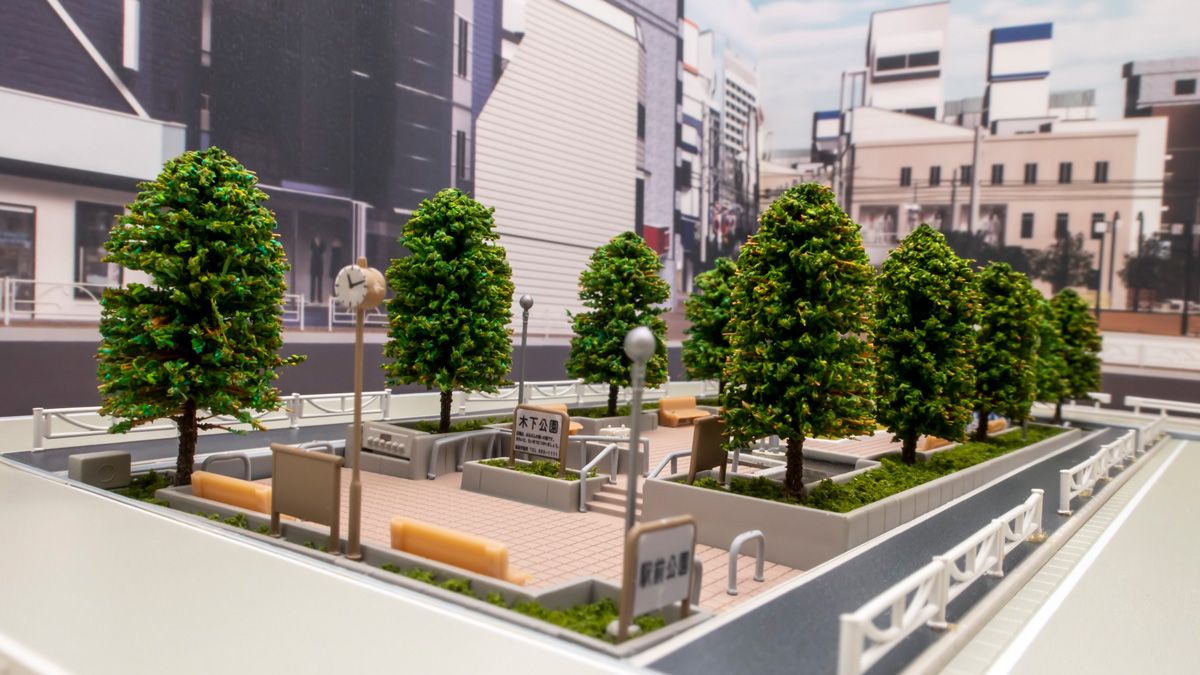 Nゲージ KATOの公園に街路樹を植林