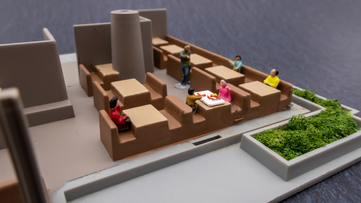 Nゲージ KATO ファミリーレストラン デニーズ 人形を配置