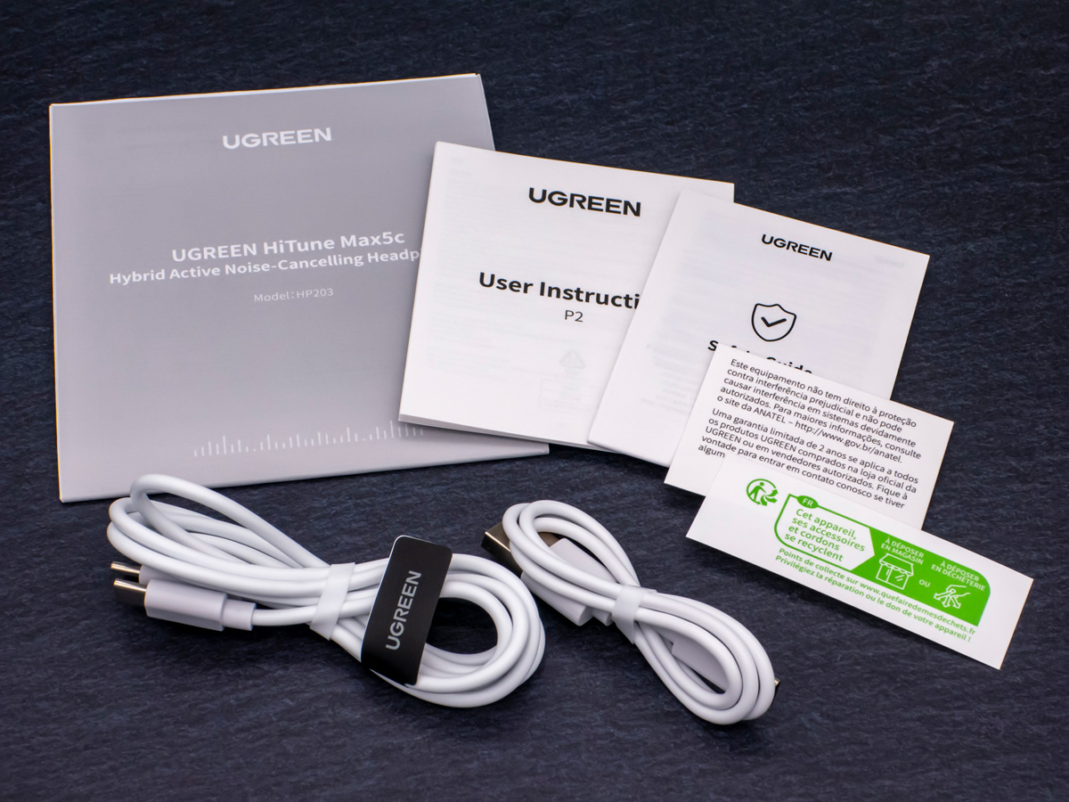 UGREEN Bluetooth ワイヤレスヘッドホン HiTune Max5c 付属品