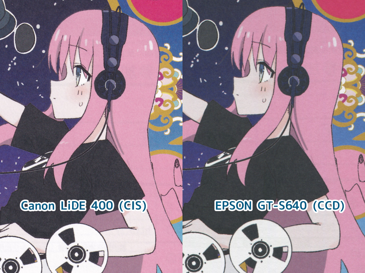 Canon フラットベッド CISスキャナ、EPSON フラットベッド CCDスキャナ