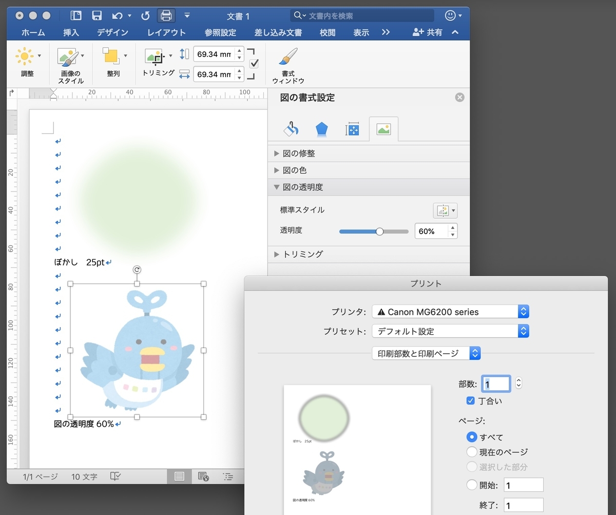 Word For Mac の図形と画像のぼかしと透過 かたまりません