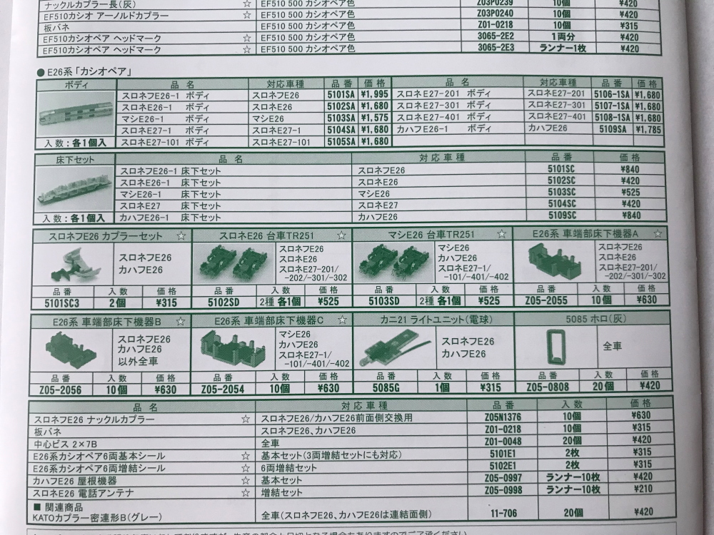 KATO E26系「カシオペア」の新旧製品を比較してみた - 川崎鶴見鉄道録