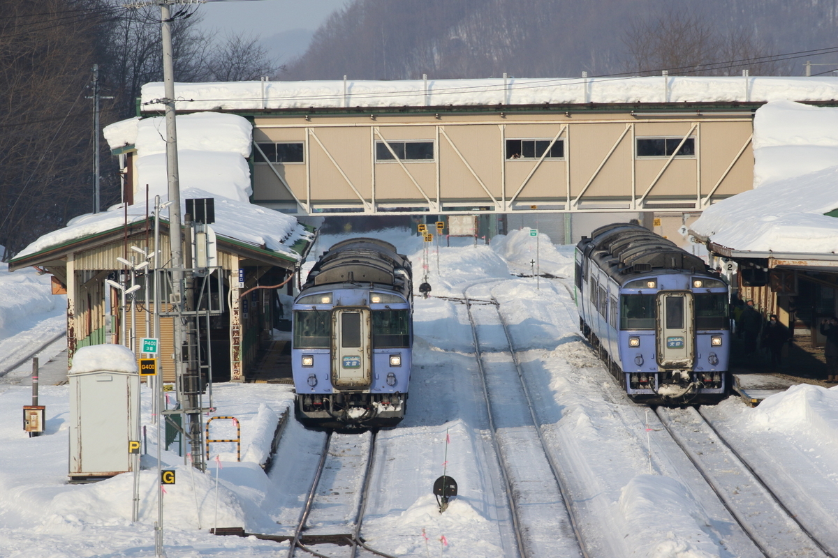 遠軽駅で奇跡のキハ183系「大雪」の交換を撮る 2023オホーツク