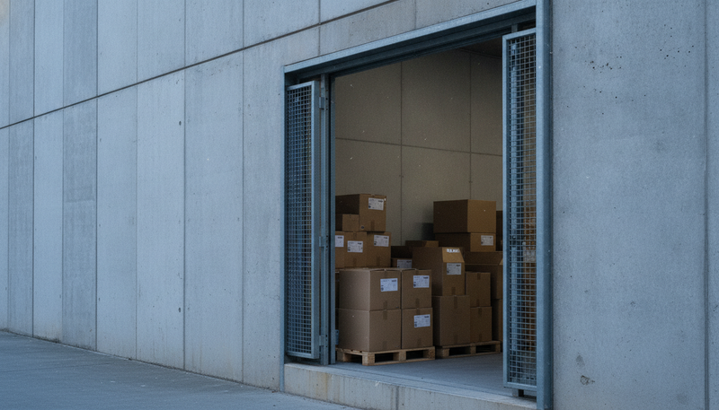店舗の荷受けと段ボール保管スペースの生成イメージ