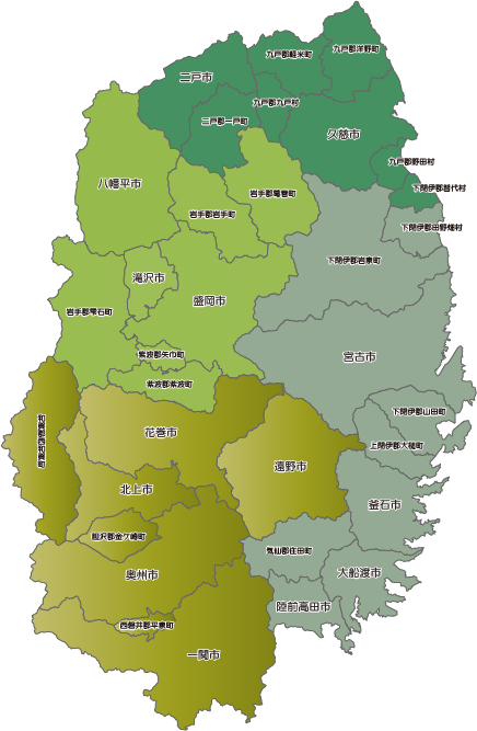 岩手県都市地図―県下全市町村図・主要都市中心図・1/10万広域図