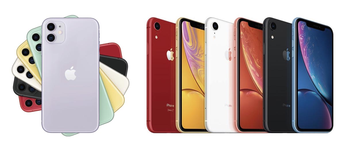 iPhone 11・XR カラーバリエーションの比較