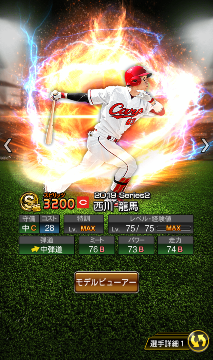 プロスピA2019シリーズ2センター、セ・リーグ当たりランキング