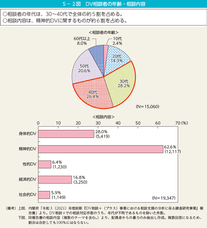 DV相談者の年齢・相談内容