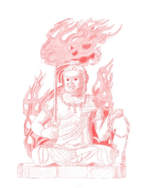 仏像 線画 アート 仏像画】不動明王坐像（京都 醍醐寺）の線画 - keepr's diary