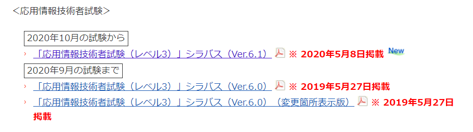 f:id:keisuke8925gdk:20200617131725p:plain 応用情報技術者試験 (レベル3) シラバス