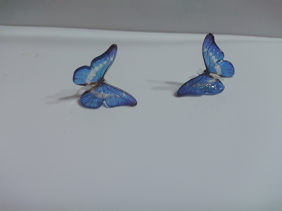 幸せを生み出す魔法使い モルフォ蝶とランタン ガラスのような鉱石