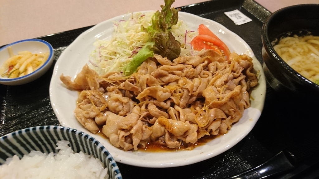 生姜焼き定食。チキン南蛮専門店 味将 - チェーン店で晩ごはん。