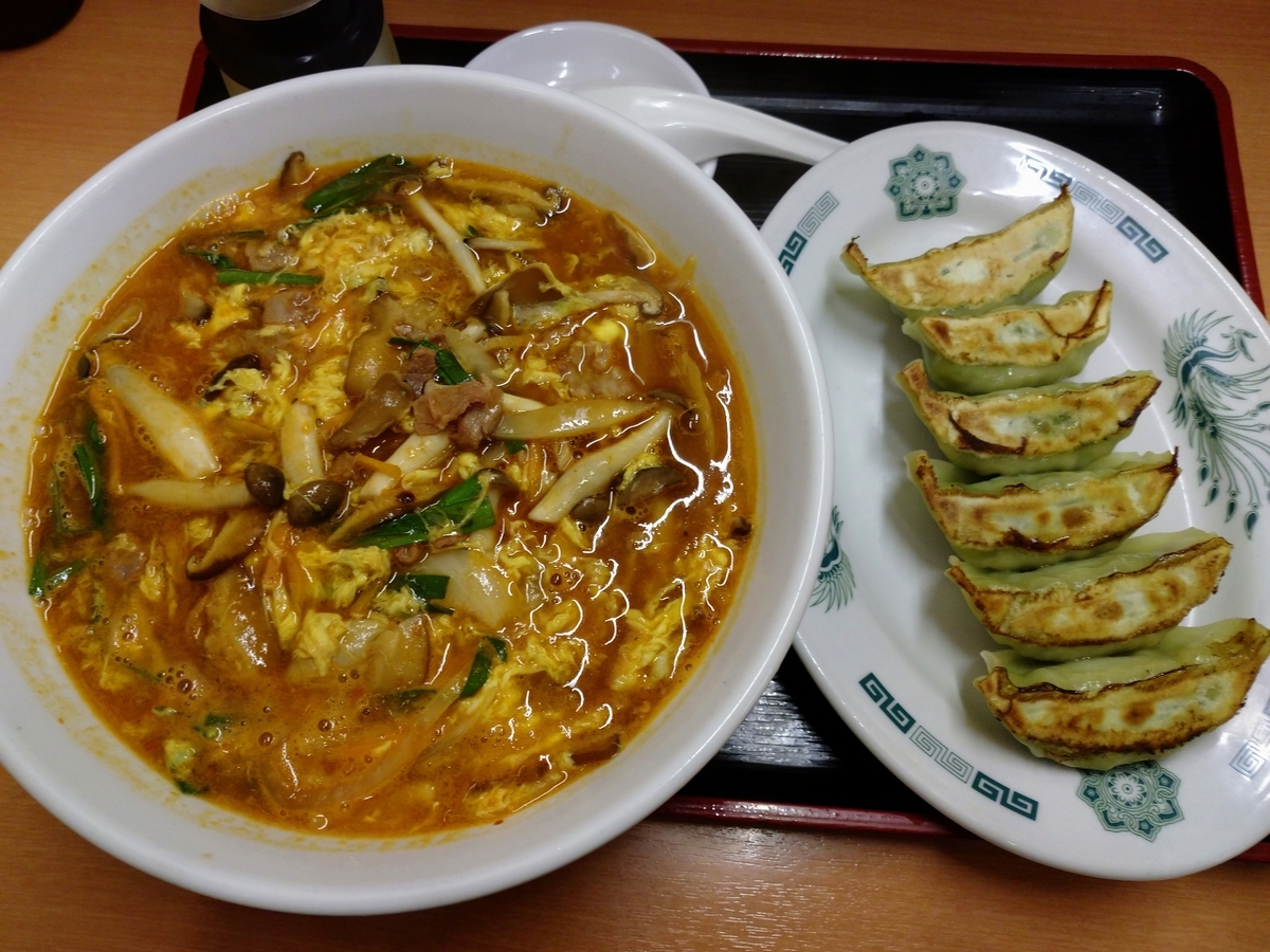 酸辣きのこ湯麺 日高屋 チェーン店で晩ごはん