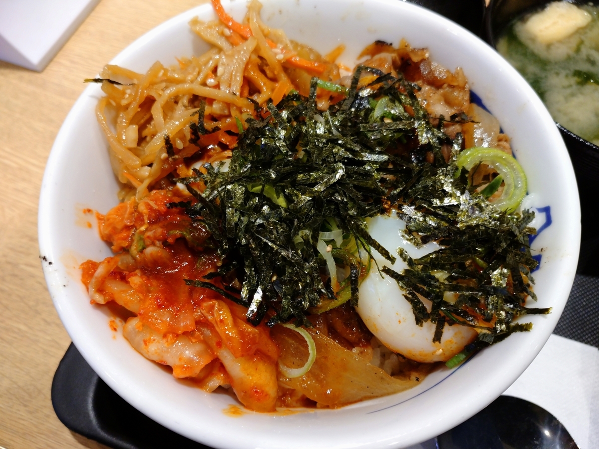 牛ビビン丼 松屋 チェーン店で晩ごはん