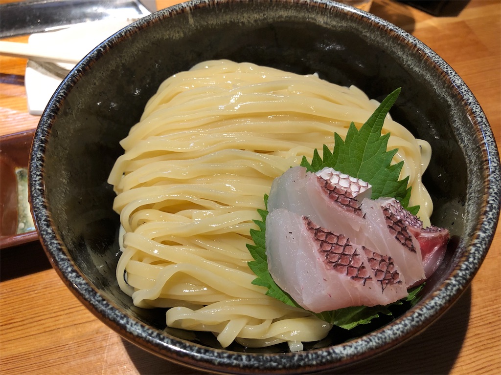450 創作つけ麺 高知県 土佐清水産 姫鯛 巌哲 早稲田 高級魚ヒメダイのつけ麺フルコースにまたもや感動 腸壁を削って美味い物を食す