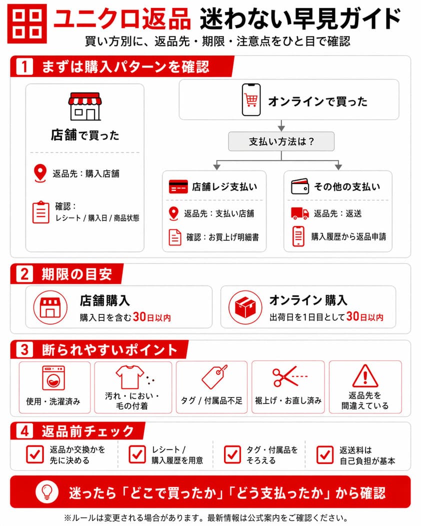 uniqlo 返品 レシート なし