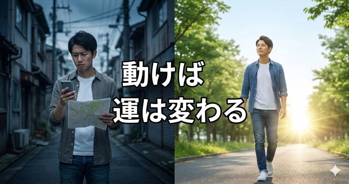 奇門遁甲のやり方|吉方位に動くことで運が変わるイメージ