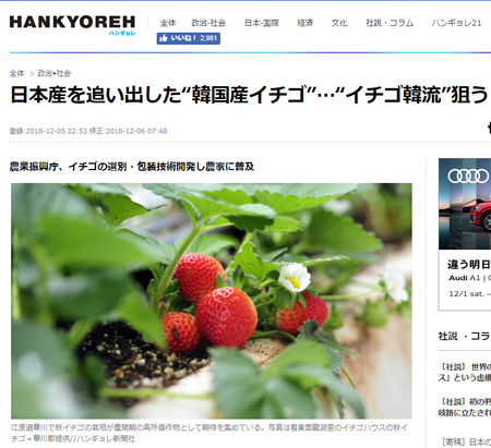 日本産を追い出した イチゴ韓流 ハンギョレ新聞 だと 今現在韓国で流通しているイチゴはほとんどすべて違法に盗まれた日本原産の子孫たちだ 木走正水 きばしりまさみず Blogos ブロゴス