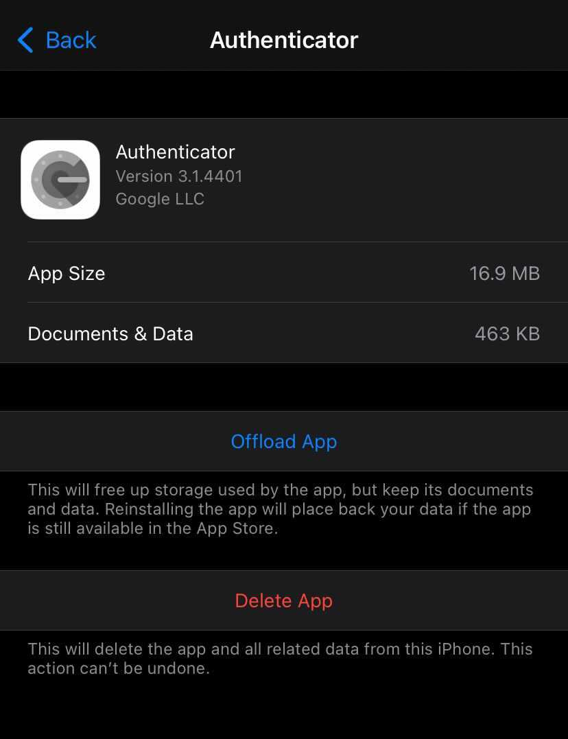 iOSを更新したらGoogle Authenticatorが起動しなくなったのをオフロードで解消する - kdnakt blog
