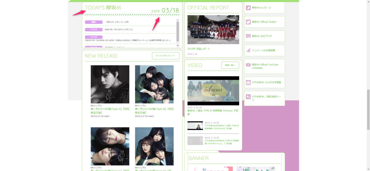欅坂46公式Webサイトトップページで使っているカラーコード3